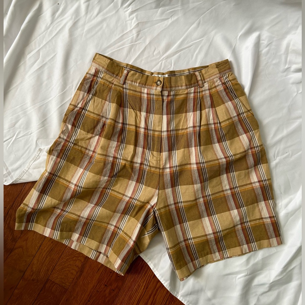 Vintage Plaid Casual Cotton shorts